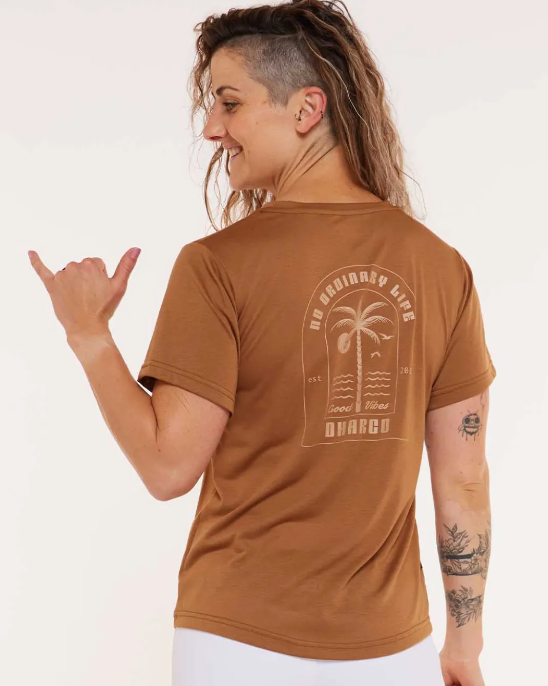Womens Short Sleeve Tech Tee | Caramel